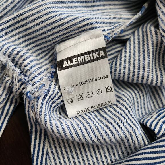 Alembika Stripe Button Down Tunic Blouse Size 4/Women's 12-14 - Picture 5 of 8